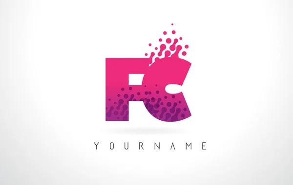 FC F C dopis Logo růžové fialové barvy a částice tečky Des — Stockový vektor