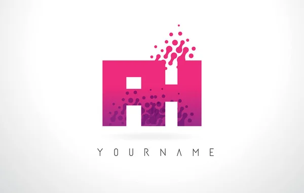 Písmeno H FH F Logo růžové fialové barvy a částicemi tečky Des — Stockový vektor