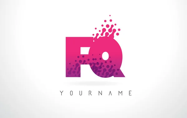 FQ F Q letra logotipo com cor roxa rosa e partículas pontos Des —  Vetores de Stock