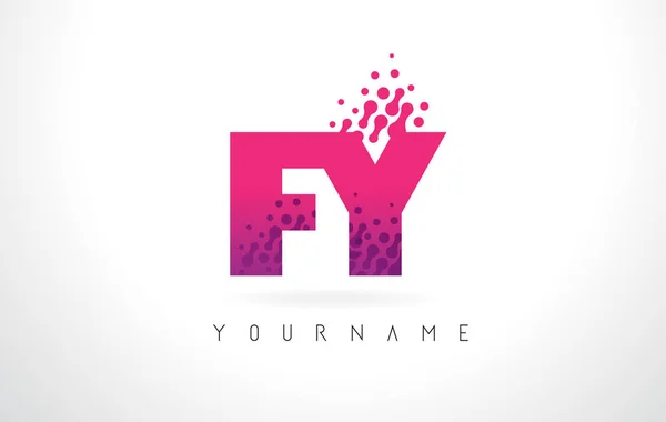 FY F Y Letter Logo with Pink Purple Color and Particles Dots Des — Stock Vector