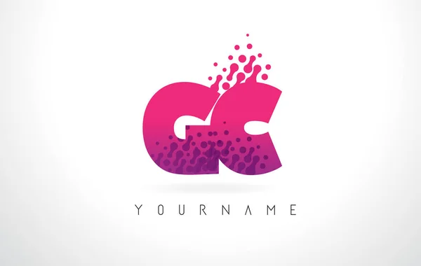 Gc g c Buchstabe Logo mit rosa lila Farbe und Teilchen dots des — Stockvektor