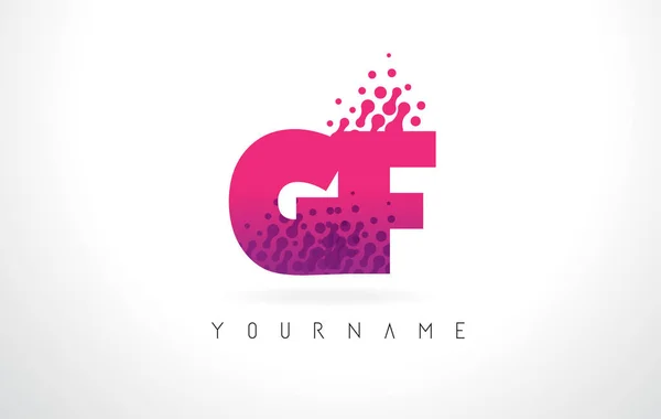 GF G F Lettre Logo avec Rose Violet Couleur et Particules Pois Des — Image vectorielle