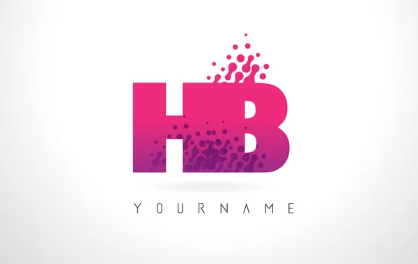 HB H B dopis Logo růžové fialové barvy a částicemi tečky Des — Stockový vektor