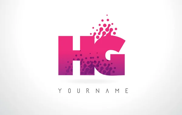 Písmeno G HG H Logo růžové fialové barvy a částicemi tečky Des — Stockový vektor