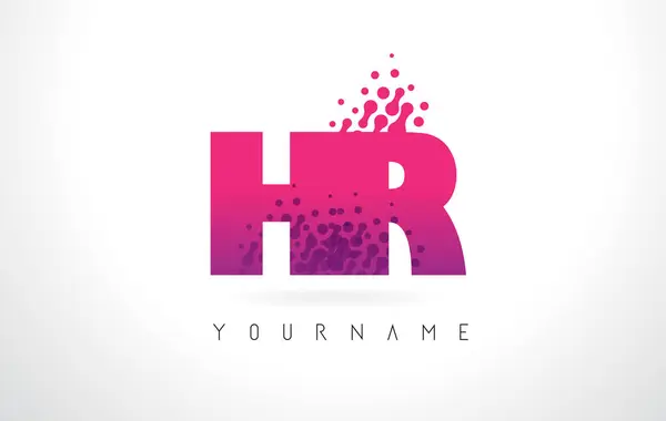 H H R dopis Logo růžové fialové barvy a částice tečky Des — Stockový vektor
