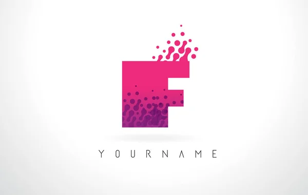 IF I F Letter Logo with Pink Purple Color and Particles Dots Des — Stock Vector
