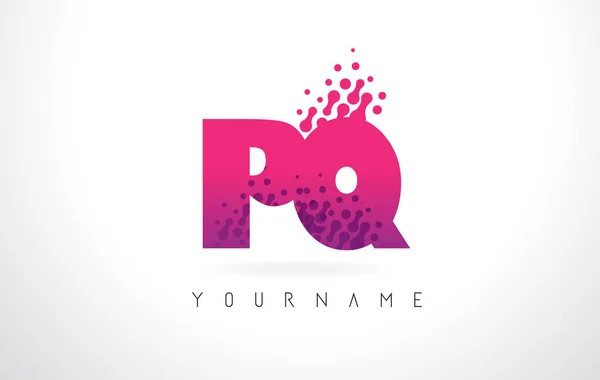 Pq P Q betű Logo-lila-rózsaszín és a részecskék pont Des — Stock Vector