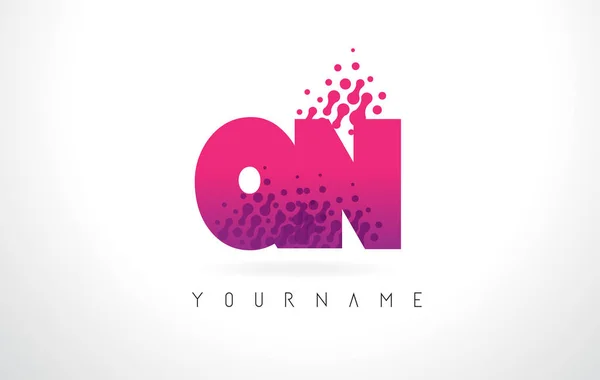 QN Q N letra logotipo com cor roxa rosa e partículas pontos Des — Vetor de Stock