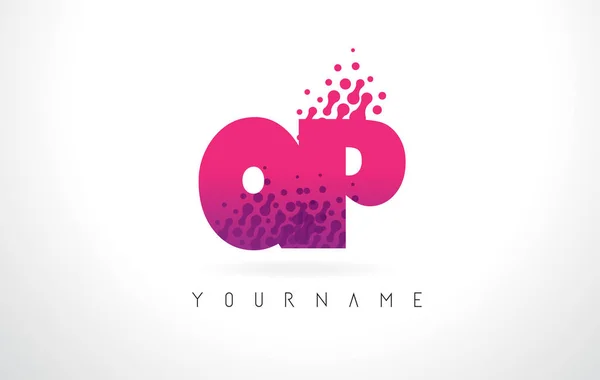 QP Q P Lettre Logo avec Rose Violet Couleur et Particules Pois Des — Image vectorielle