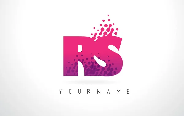 RS R S Letter Logo with Pink Purple Color and Particles Dots Des — Stock Vector