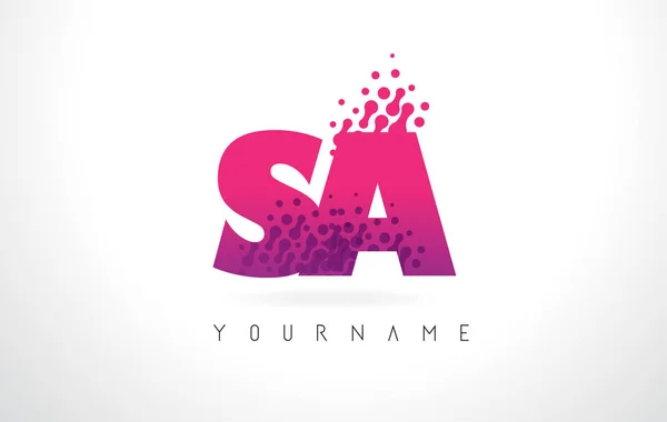 SA S Um logotipo carta com cor roxa rosa e partículas pontos Des —  Vetores de Stock