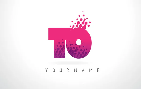 TO T O Letter Logo with Pink Purple Color and Particles Dots Des — Stock Vector