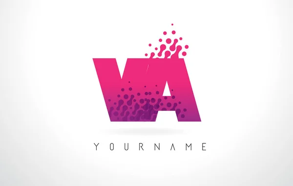 VA V een brief Logo met roze paarse kleur en deeltjes stippen Des — Stockvector