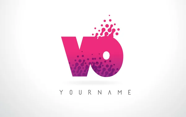 Vo V O brief Logo met roze paarse kleur en deeltjes Dots Des — Stockvector