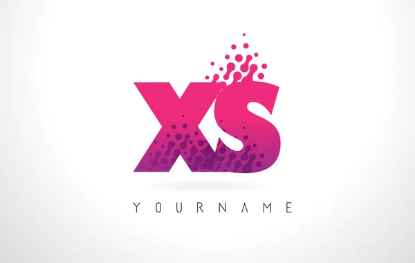 XS X S Letter Logo with Pink Purple Color and Particles Dots Des — Stock Vector