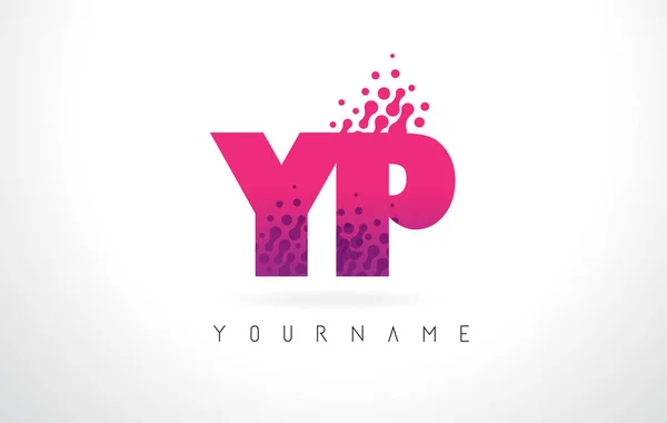 Logo lettera YP Y P con colore rosa porpora e particelle punti Des — Vettoriale Stock