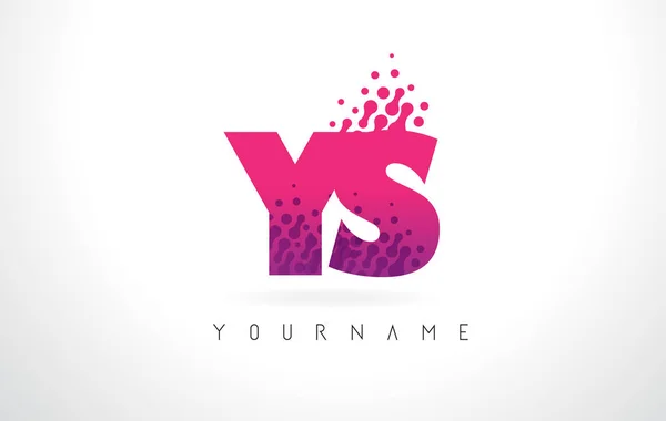 YS Y S letra logotipo com cor roxa rosa e partículas pontos Des —  Vetores de Stock