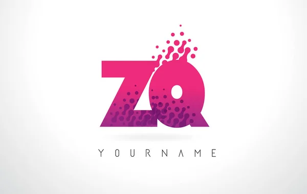 Логотип ZQ Z Q с розовым фиолетовым цветом и точками частиц Des — стоковый вектор