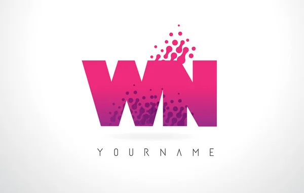 WN W N brief Logo met roze paarse kleur en deeltjes stippen Des — Stockvector