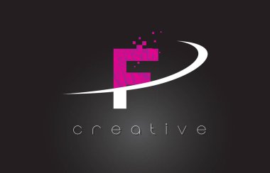 F yaratıcı harf tasarımı ile beyaz pembe renkler