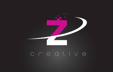 Z yaratıcı harf tasarımı ile beyaz pembe renkler