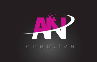 Bir N yaratıcı bir tasarım beyaz pembe renkli harfler