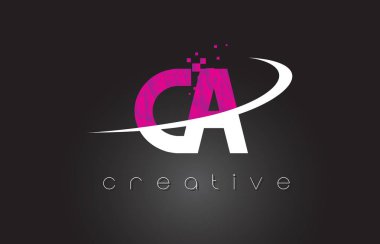 CA C A yaratıcı harfler beyaz pembe renklerle tasarım