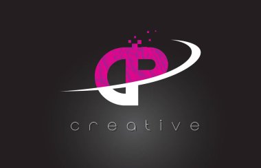 CP C P Creative harfler beyaz pembe renklerle tasarım