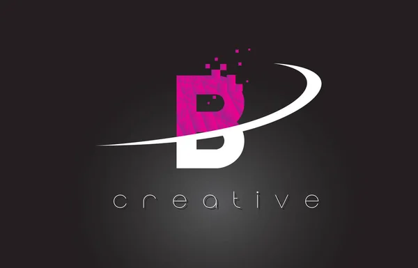 B yaratıcı harf tasarımı ile beyaz pembe renkler — Stok Vektör