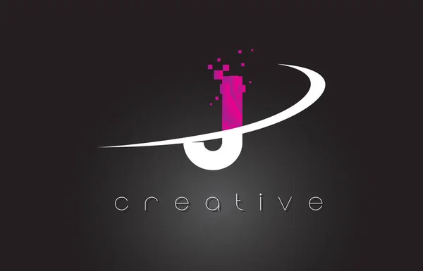 J creatieve Letters ontwerp met witte roze kleuren — Stockvector