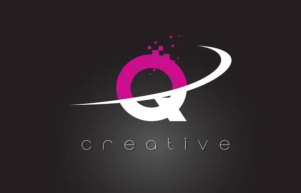 Q creatieve Letters ontwerp met witte roze kleuren — Stockvector