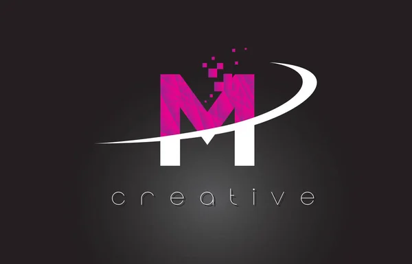 M Diseño de letras creativas con colores rosados blancos — Vector de stock