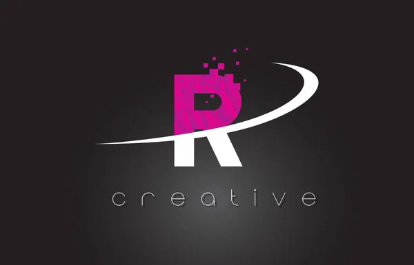 R Lettres créatives Design avec des couleurs blanches roses — Image vectorielle