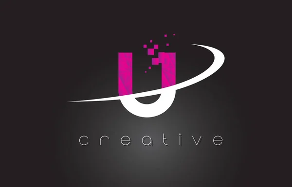 U lettere creative Design con i colori rosa bianco — Vettoriale Stock