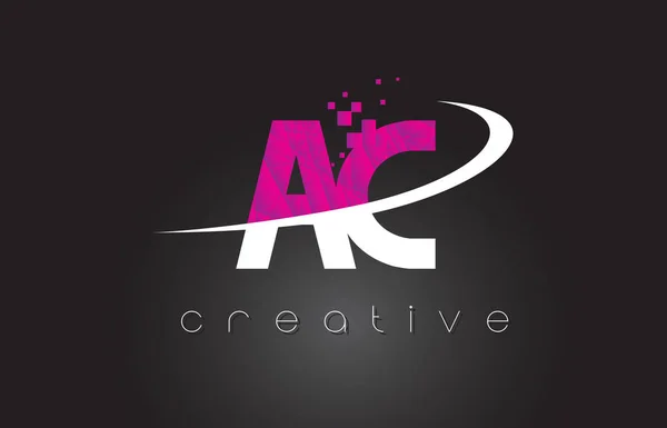 AC A C Diseño de letras creativas con colores rosados blancos — Vector de stock
