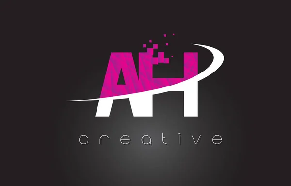 AH A H Lettres créatives Design avec des couleurs blanches roses — Image vectorielle