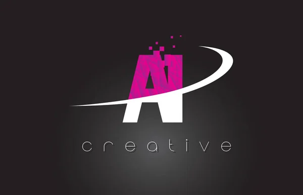 AI A I Lettres créatives Design avec des couleurs blanches roses — Image vectorielle