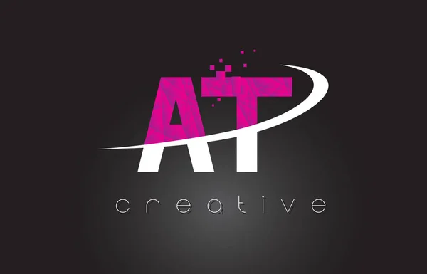 AT A T Lettres créatives Design avec des couleurs blanches roses — Image vectorielle