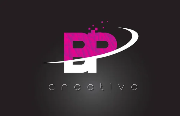BP B P Lettres créatives Design avec des couleurs blanches roses — Image vectorielle