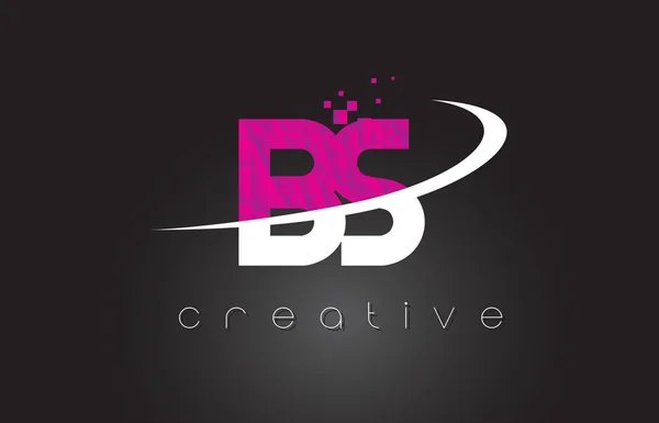 BS B S Lettres créatives Design avec des couleurs blanches roses — Image vectorielle