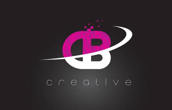 CB C B Creative Letters Design con colori rosa bianchi — Vettoriale Stock