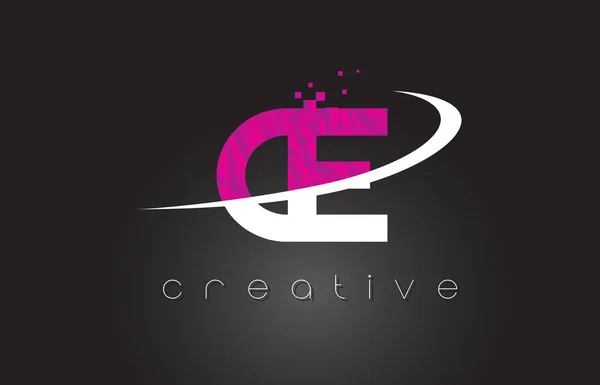 CE C E Lettres créatives Design avec des couleurs blanches roses — Image vectorielle