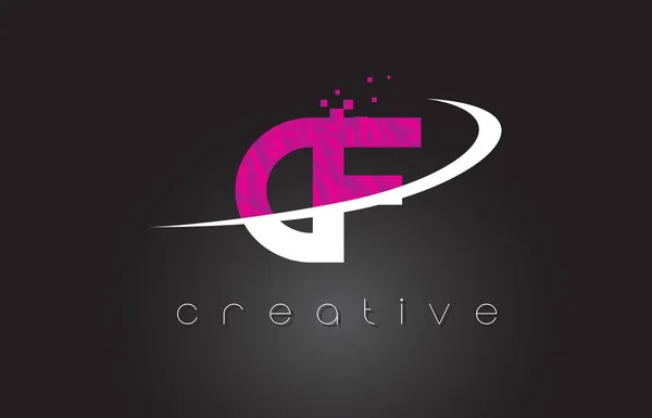 CF C F Creative Letters Design With White Pink Colors — Stock Vector
