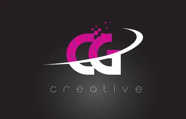 CG C G Creative Letters Design With White Pink Colors — Stock Vector