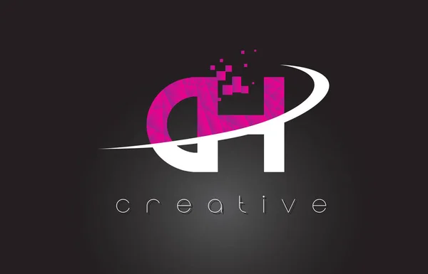 CH C H Lettres créatives Design avec des couleurs blanches roses — Image vectorielle