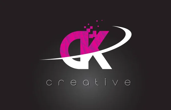 Ck C K クリエイティブ文字デザイン ホワイト ピンク色 — ストックベクタ