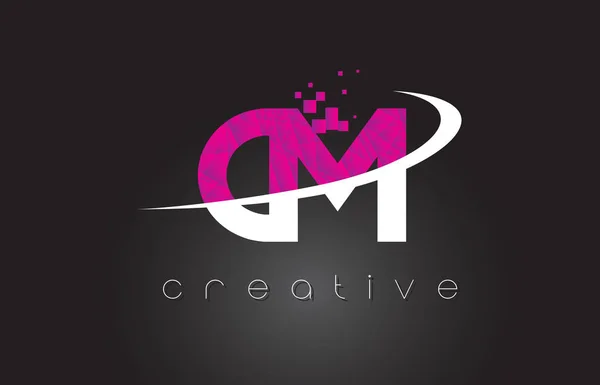 CM C M Diseño de letras creativas con colores rosados blancos — Vector de stock
