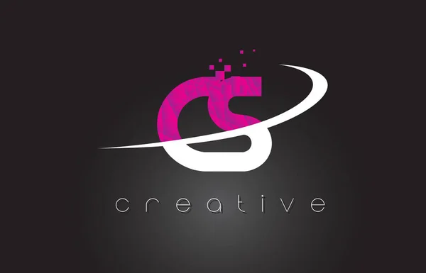 CS C S Lettres créatives Design avec des couleurs blanches roses — Image vectorielle