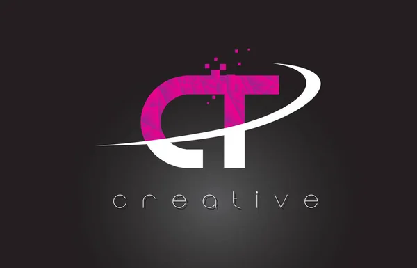 CT C T Creative Letters Design With White Pink Colors — Stock Vector