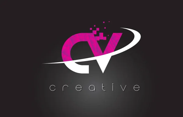 CV C V Lettres créatives Design avec des couleurs blanches roses — Image vectorielle